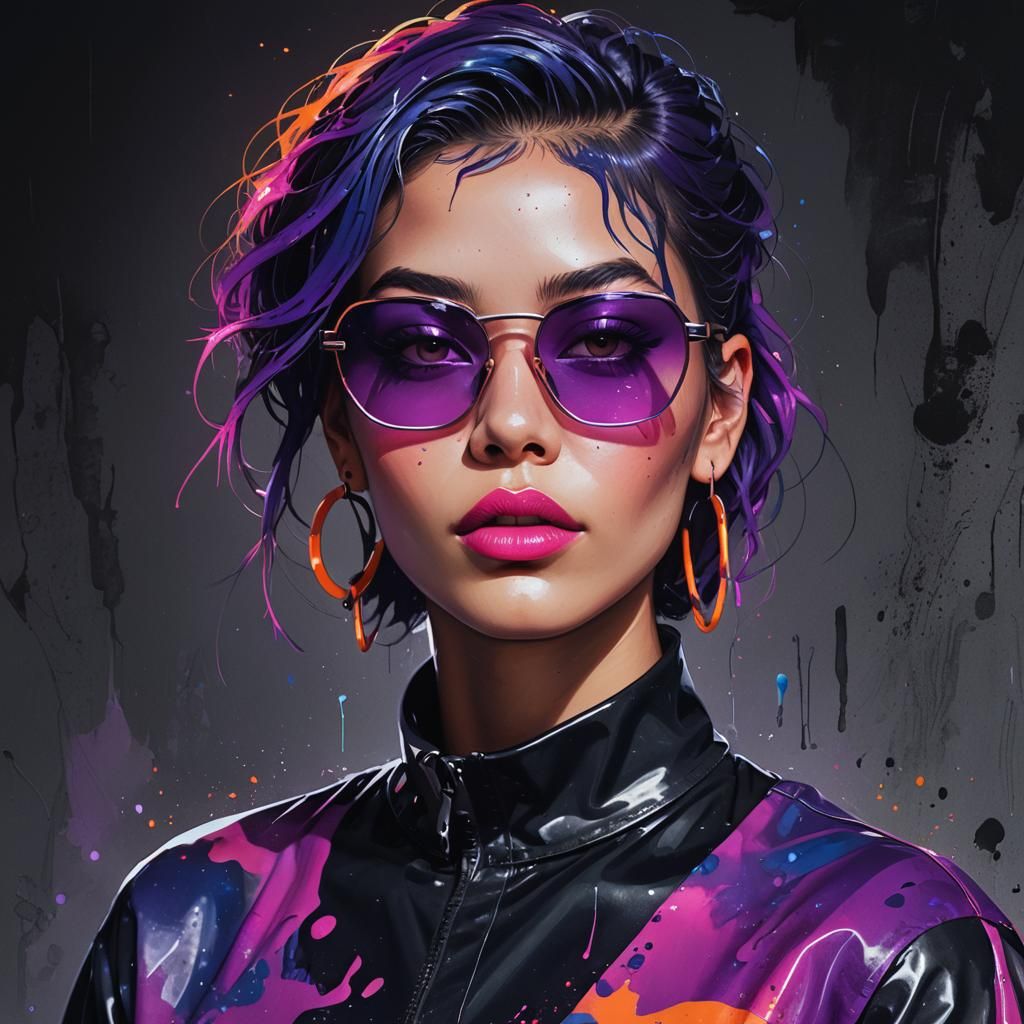 Neon Goddess in Futuristic Splendor