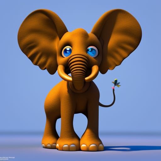 Baby Elephant in Pixar-Inspired 3D Art