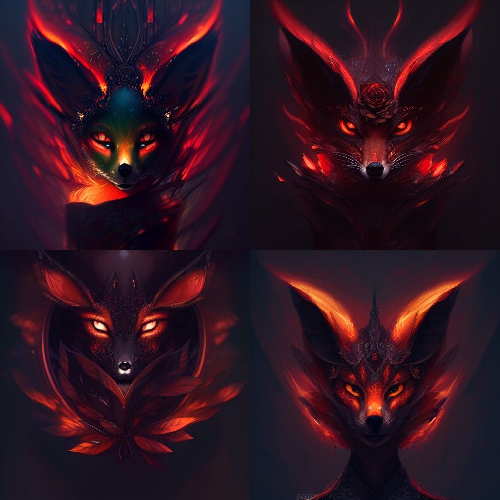 Fire Fox with Roses and Intricate Breastplate