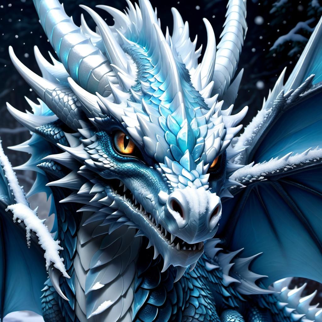 Icy Dragon Portrait in Anime Style