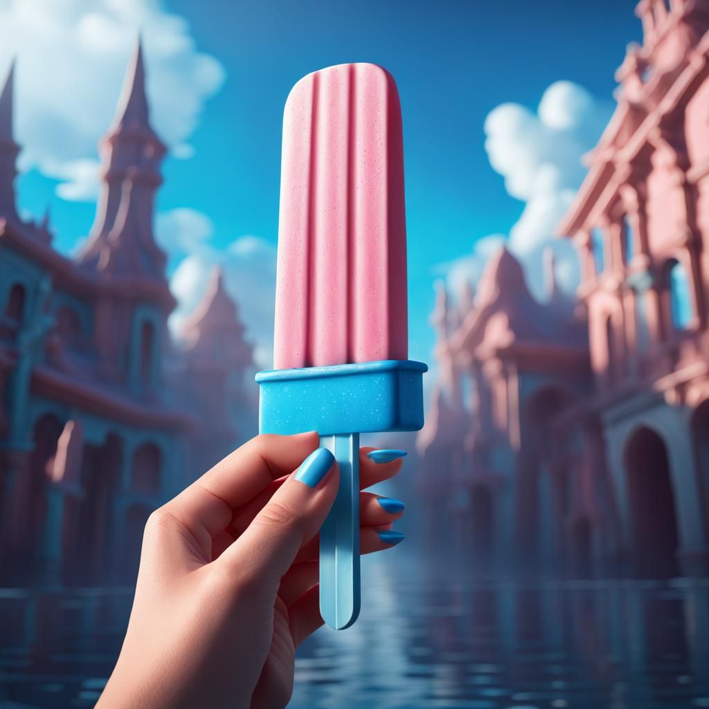 Blue Popsicle Held to the Sky: Fantasy Art