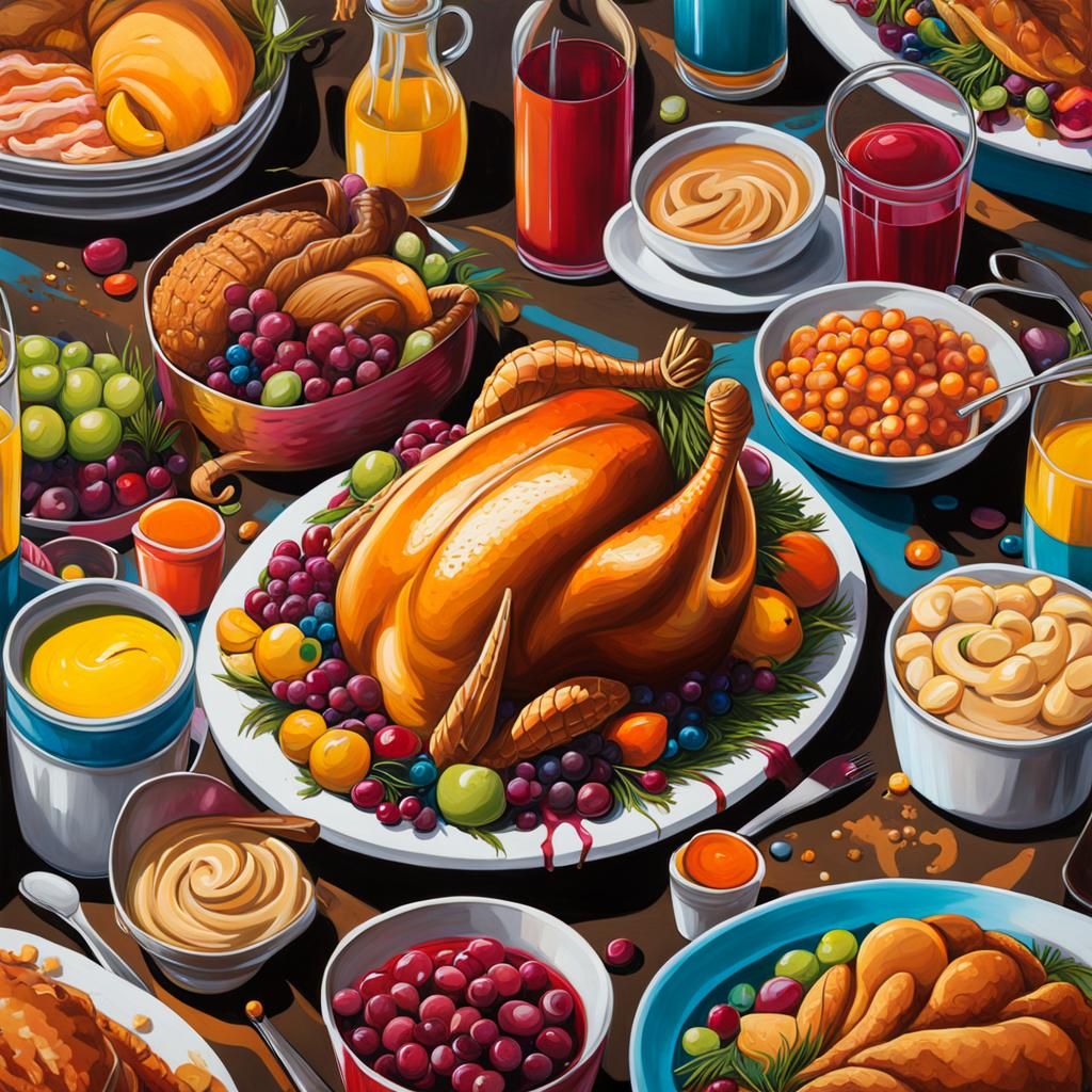 Thanksgiving Dinner in Graffiti Street Art Style