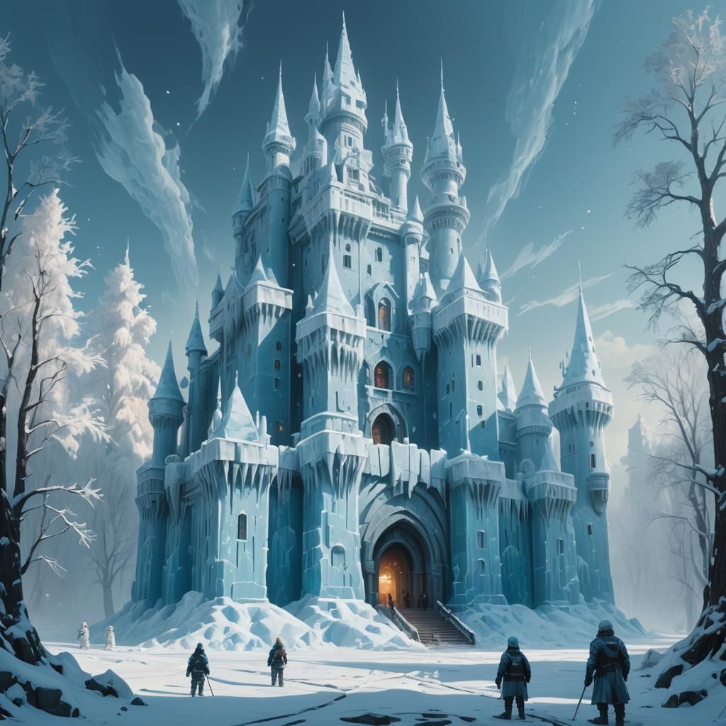 Majestic Ice Castle Guarded by Yettis