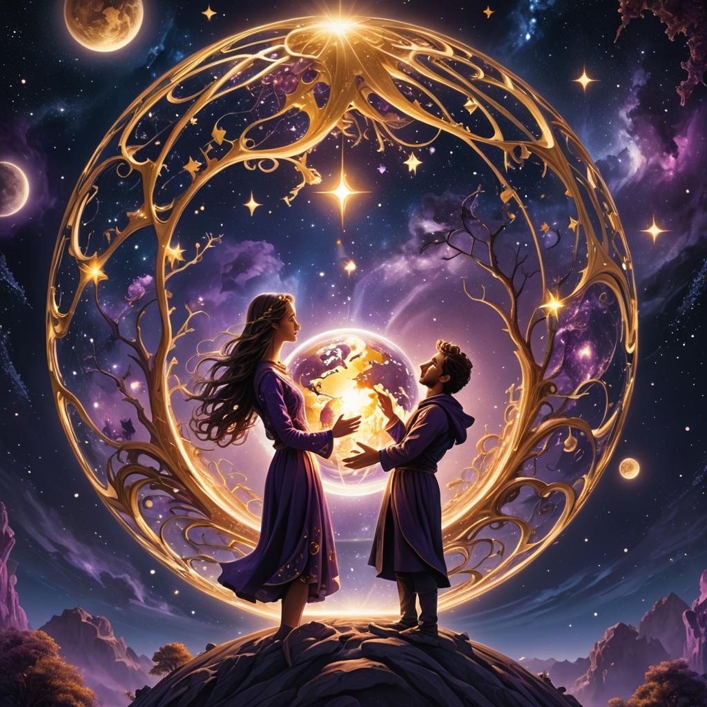 Lovers Connected Across the Globe in Dreamlike Surrealism