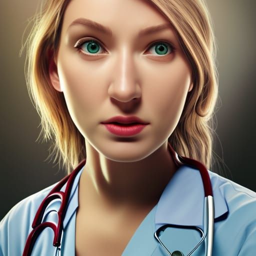 Hyperrealistic Portrait of a Beautiful Female Doctor
