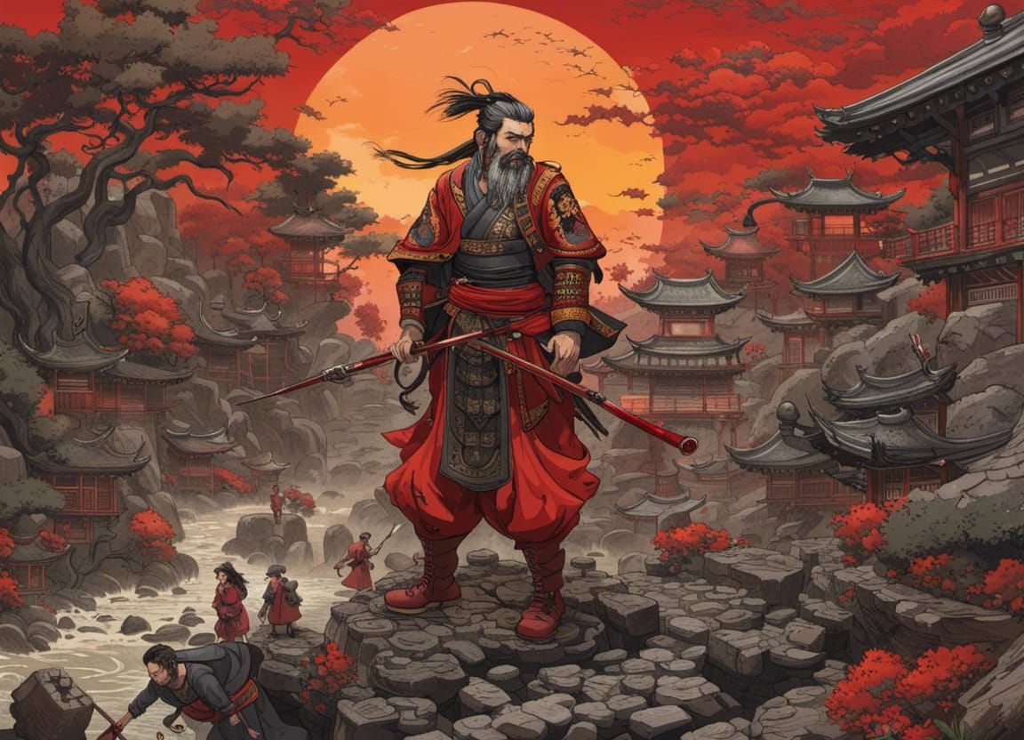 Feudal Japanese Dark Fantasy Landscape Masterpiece