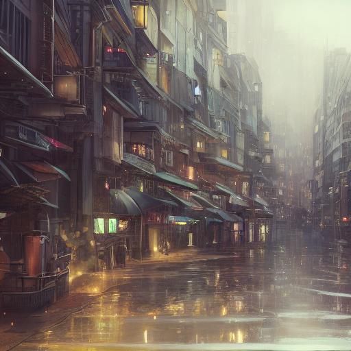 Melancholy Anime Cityscape at Dusk in 3D