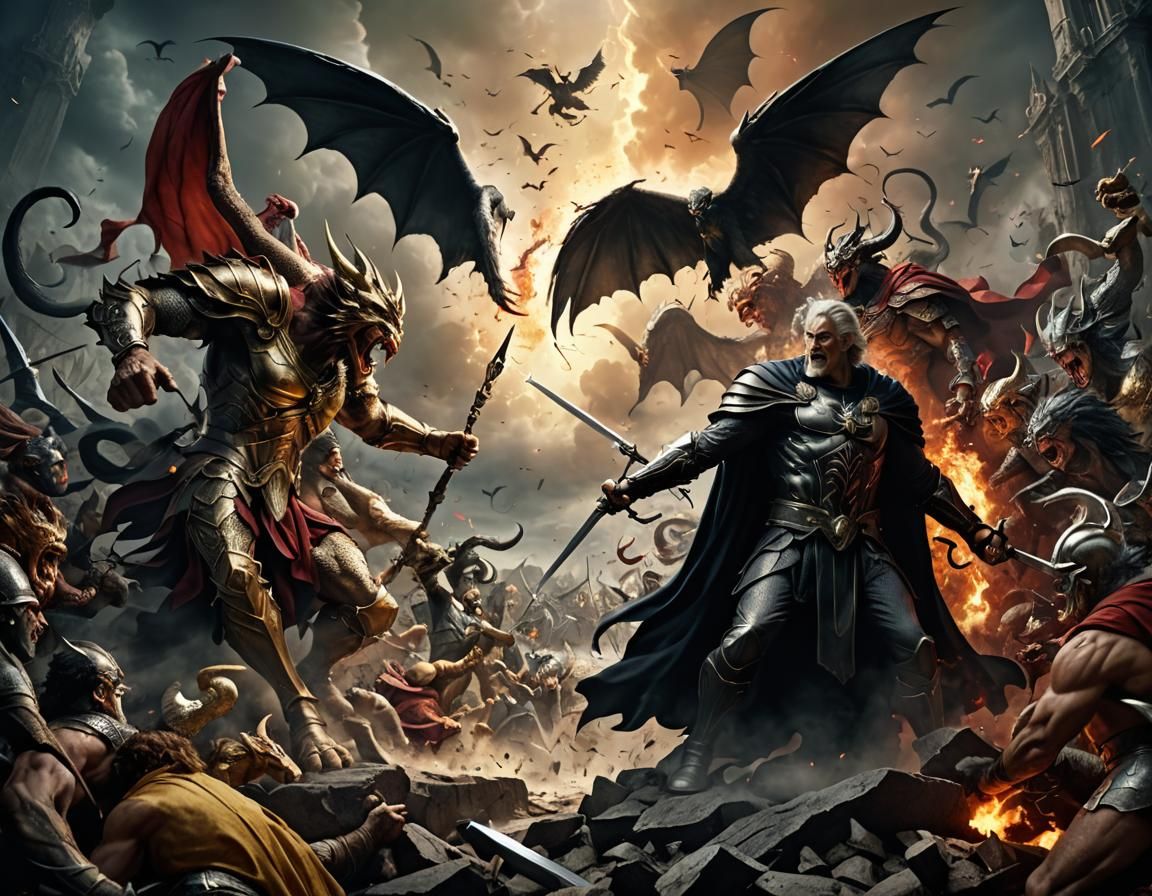 Epic Battle Between Good and Evil in Color