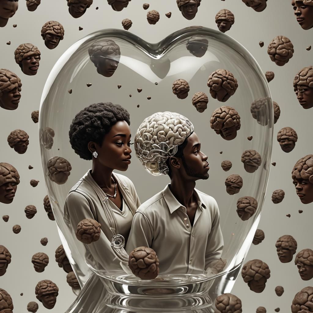 African American Romantic Figure in Glass Figurine