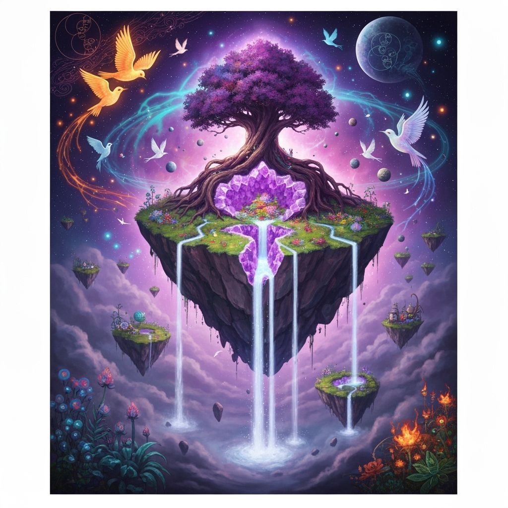 Ethereal Floating Islands & Cosmic Birds