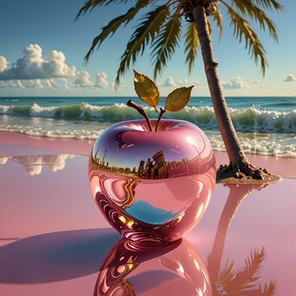 Surreal Pink Glass-Apple Masterpiece
