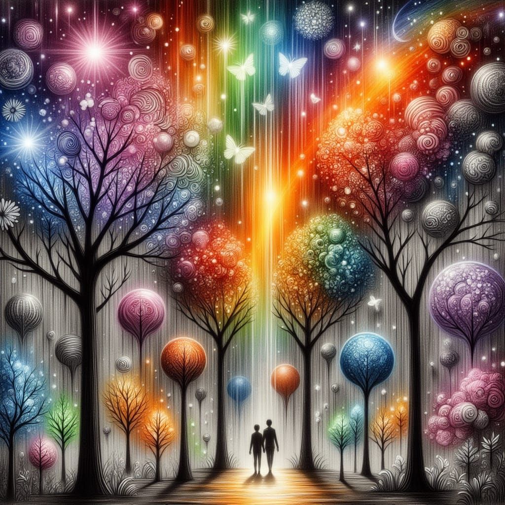 Popcorn Trees in Butter Rain, Fantasy Art