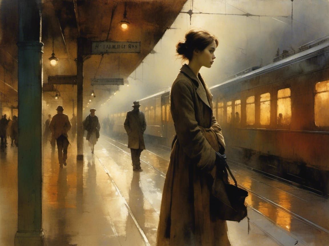 woman at train station