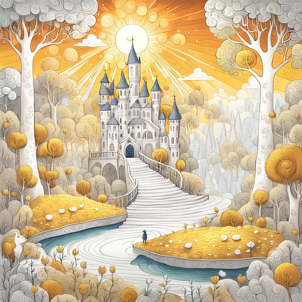 Enchanted White Woods Floating in Golden Sunlight