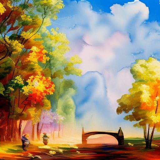 Gouache Painting with Impressionist Brushstrokes