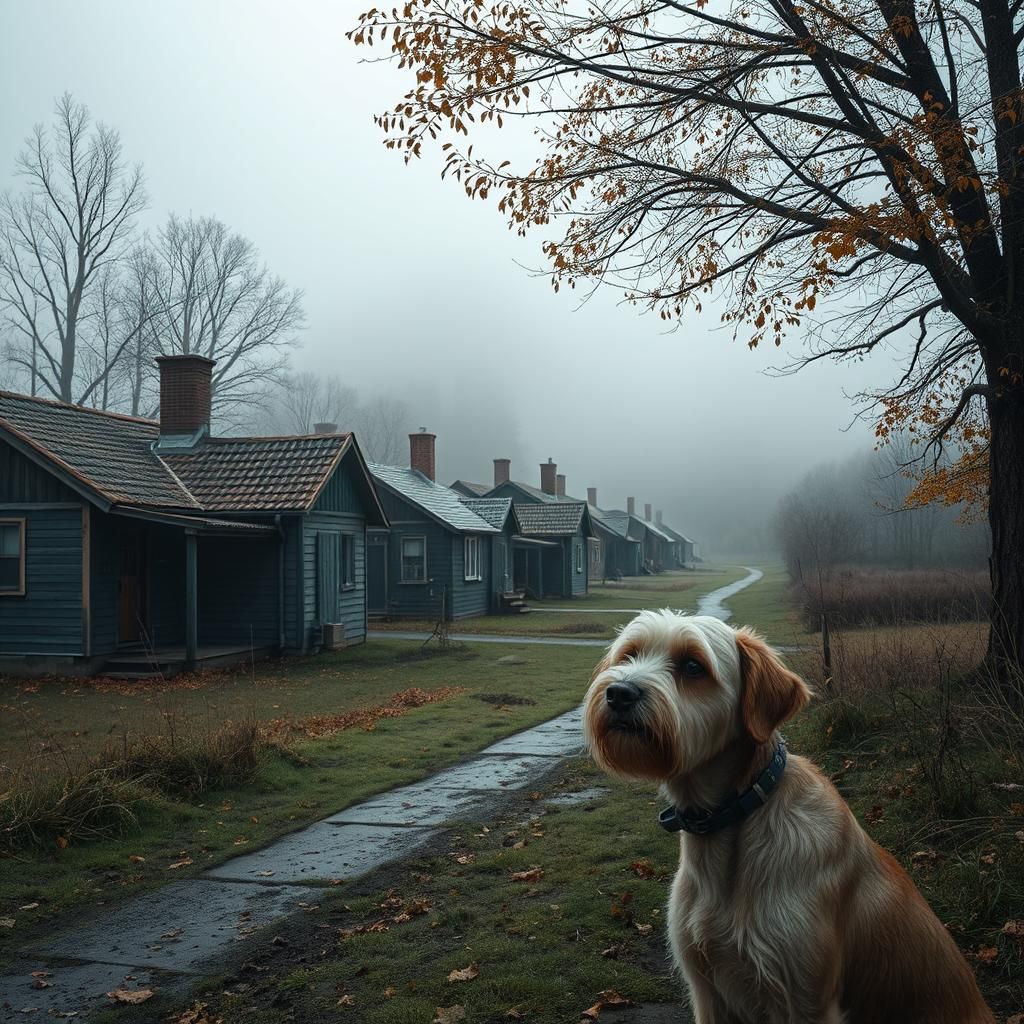 Misty Autumnal Morning in a Desolate Town