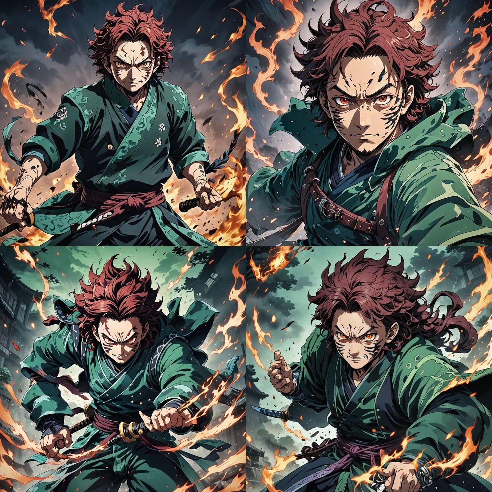 Tanjiro Kamado from Demon Slayer in Cel-Shaded Anime Style