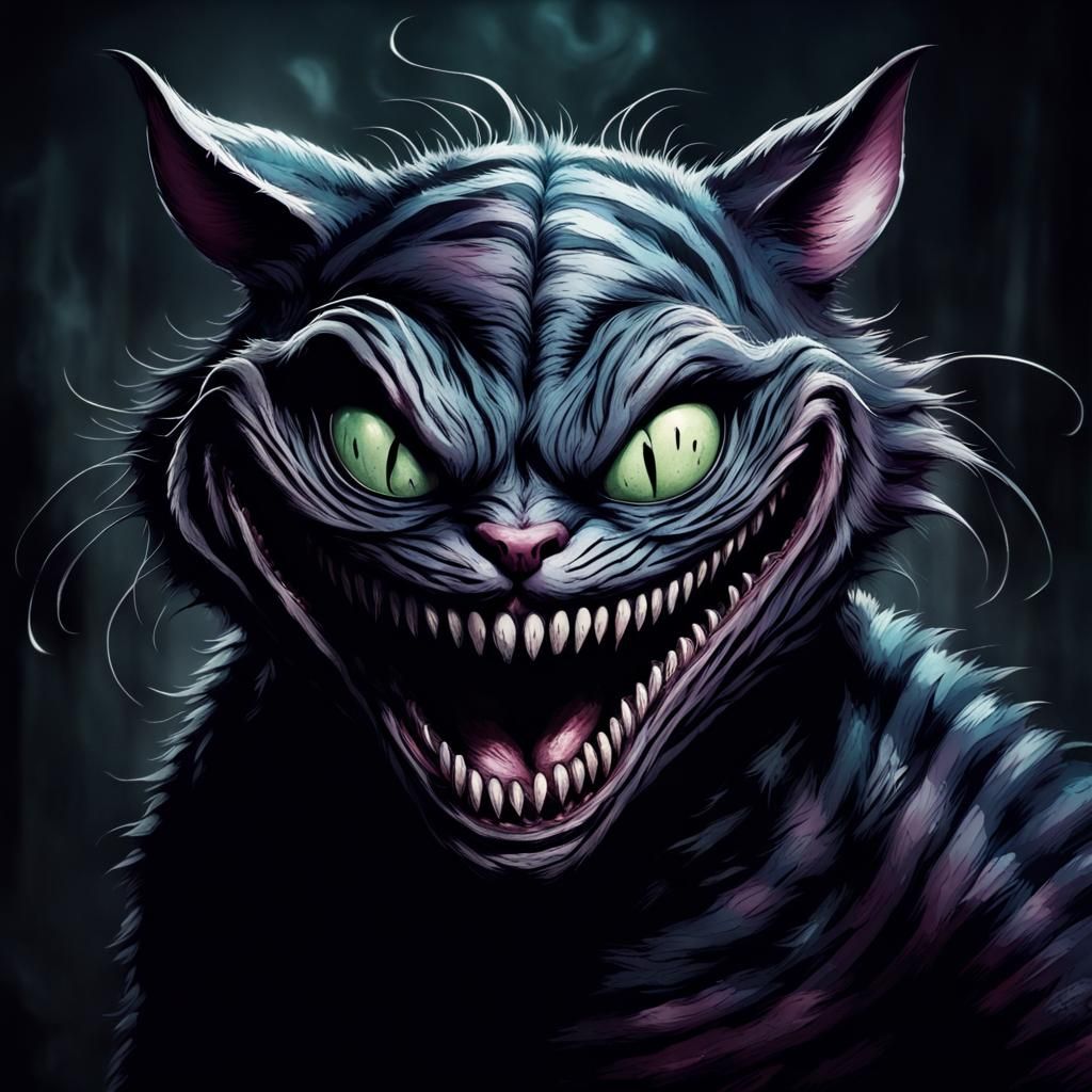 Symbiote Cheshire Cat in Tim Burton Style