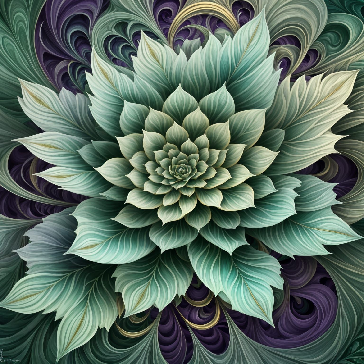 Dreamy Monet-Inspired Fractal Landscape with Desert Rose and...