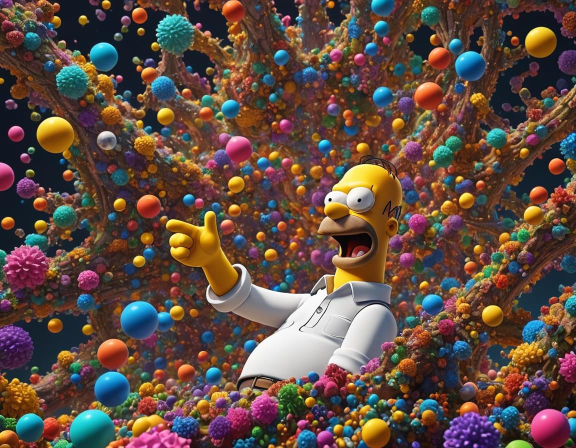 Homer Simpson and Colorful Mandalas in Digital Art