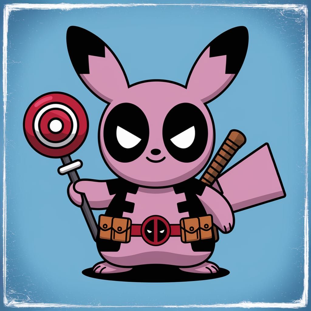 Vintage Action Figure Box in Retro Style with Deadpool Pokém...