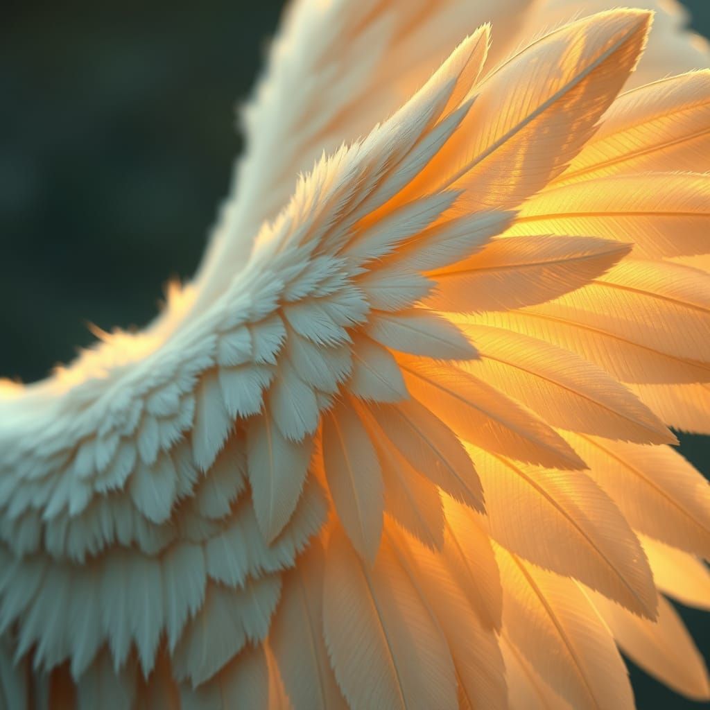 Glowing Angel Wings in Romantic Realism Style