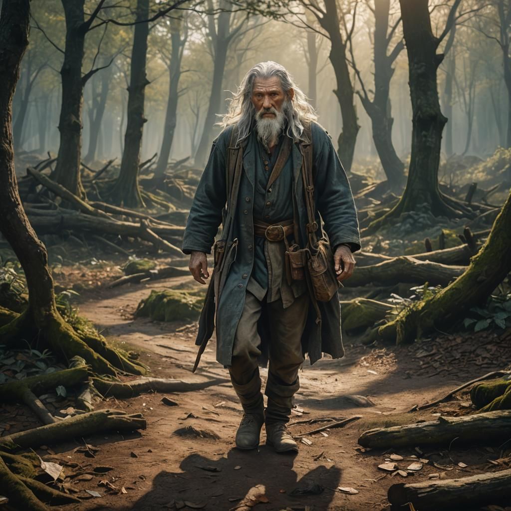 Vagabond in Mystic Forest: Fantasy Art