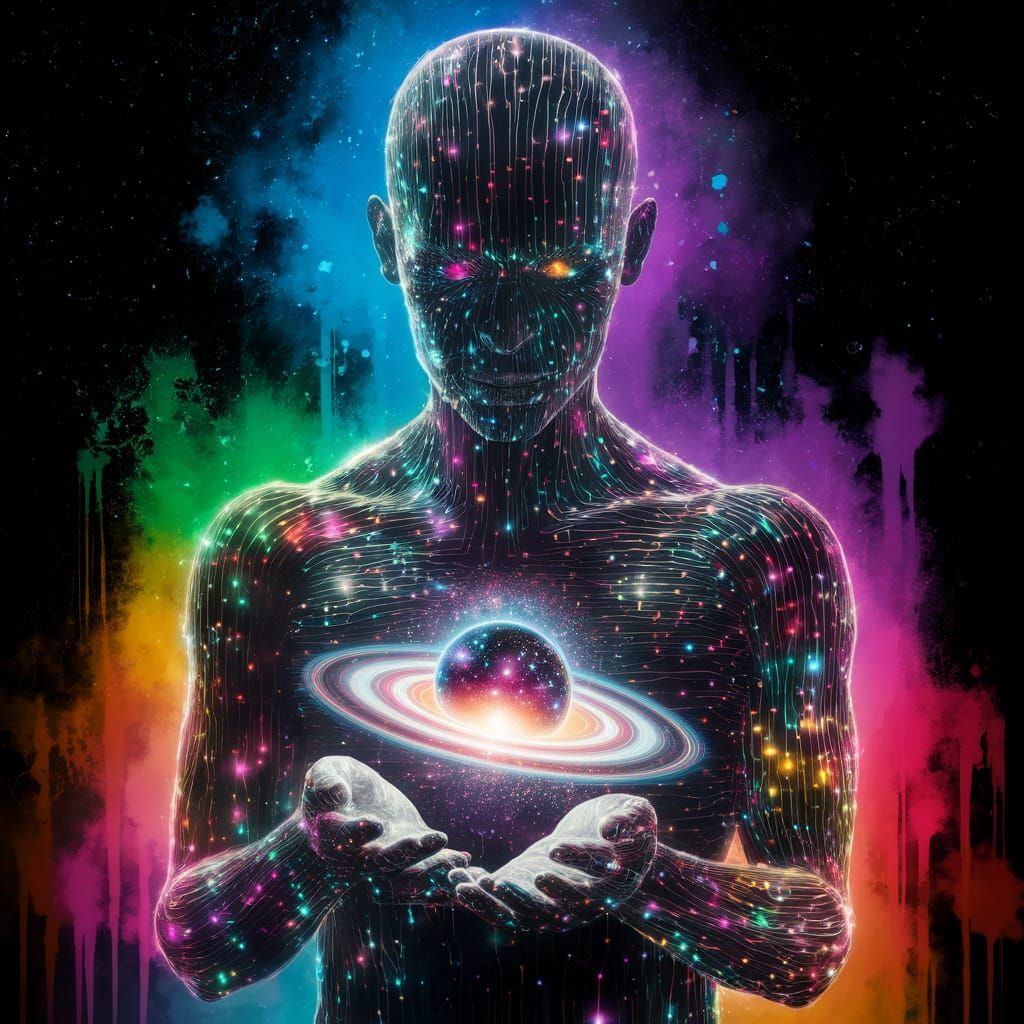 Neon Mortality Galaxy: Cyberpunk Graffiti Art