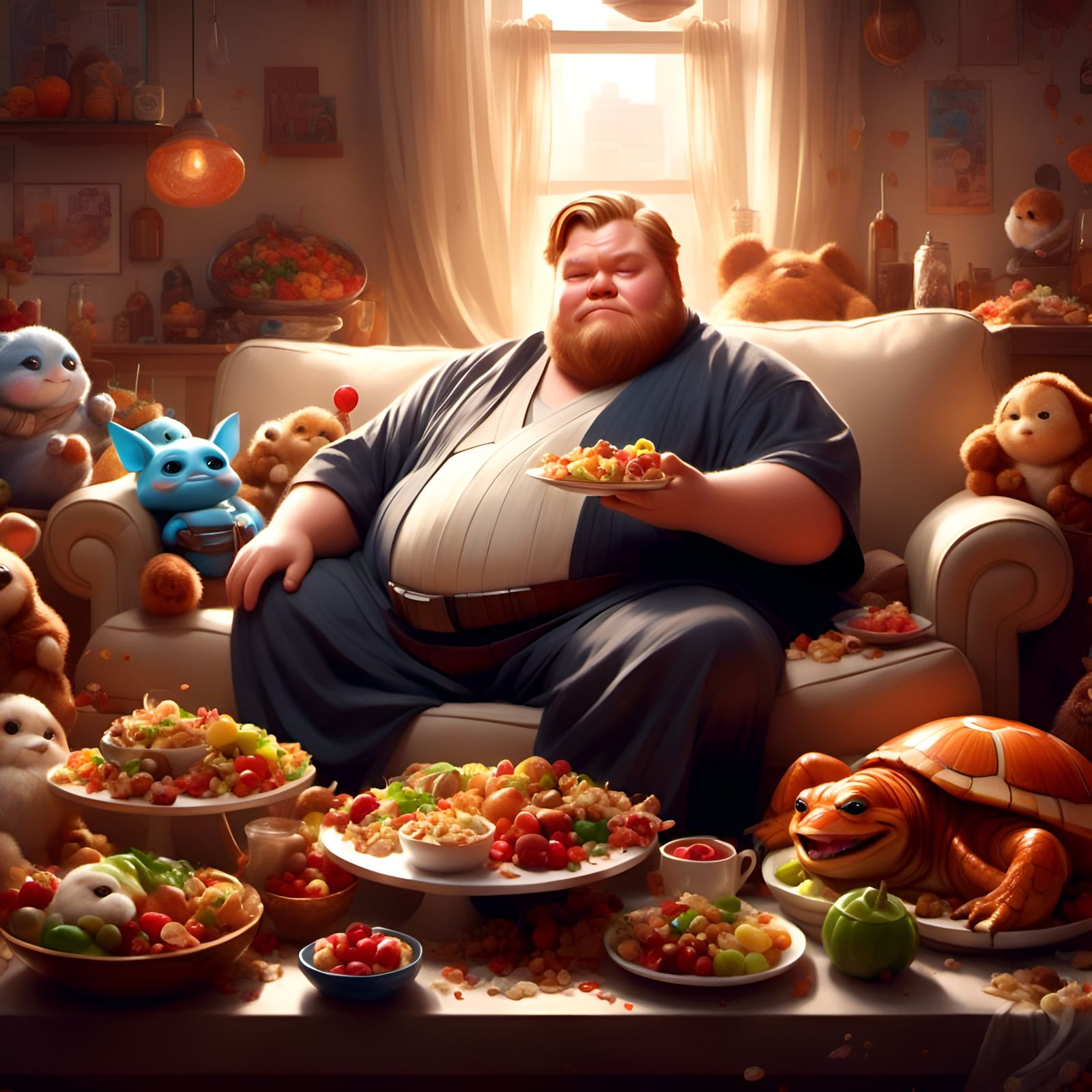 Chubby Obi-Wan Kenobi Portrait in Hyperreal Style