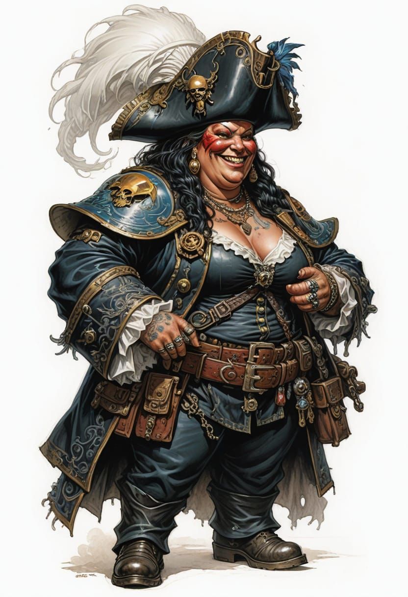 Sci-Fi Pirate Queen in Boris Vallejo Style