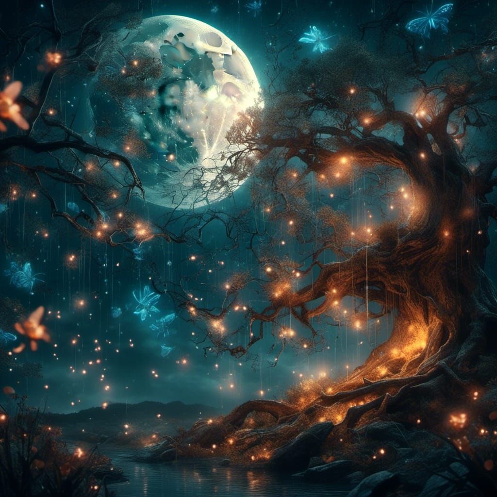 <lora:SurDime:1.0> A beautiful oak tree with a sparkling spi...