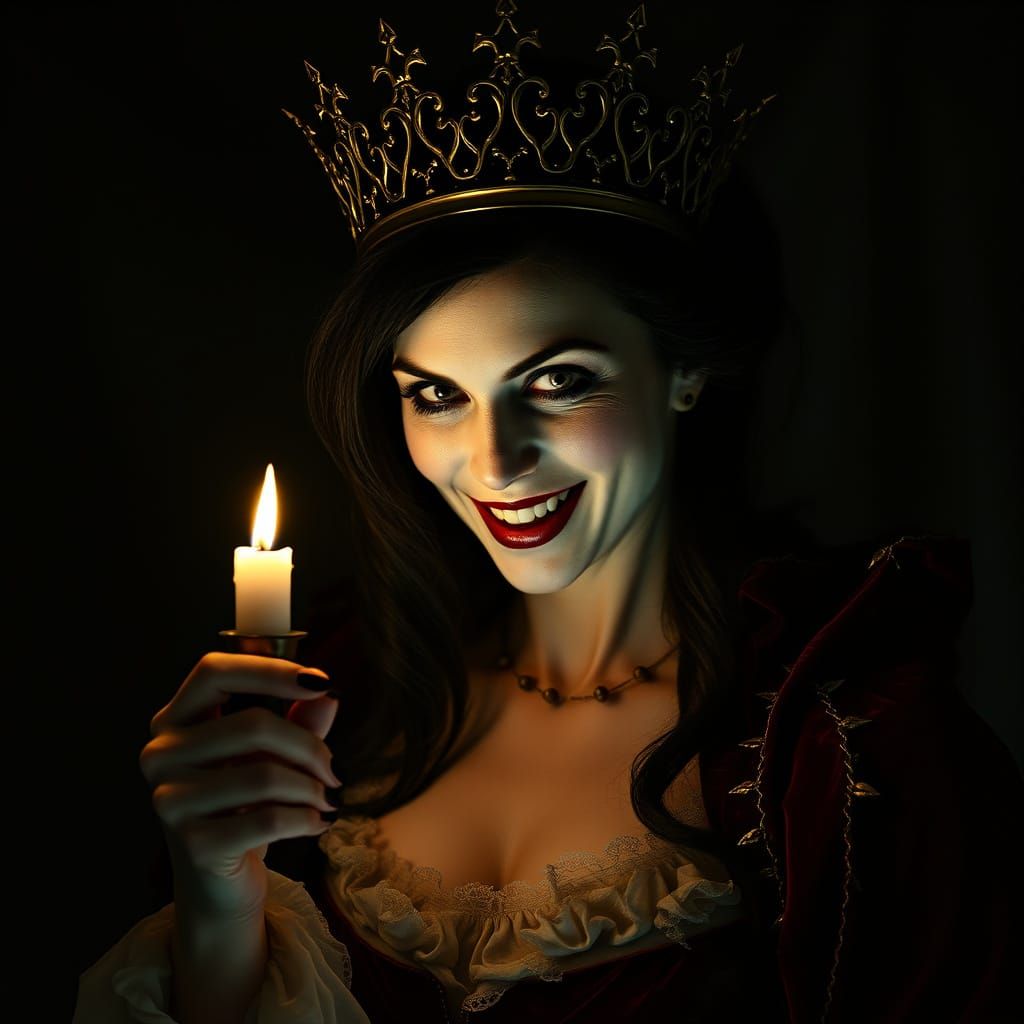 Gothic Vampire Queen in Dark, Cinematic Horror