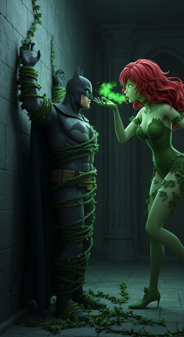 Poison Ivy Confronts Batman: Anime Style