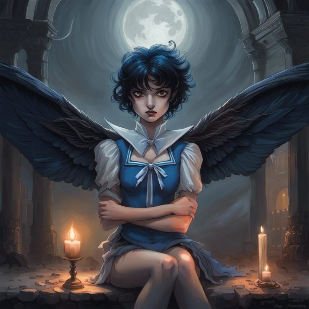 Vampire Sailor Mercury in Gothic Horror Style
