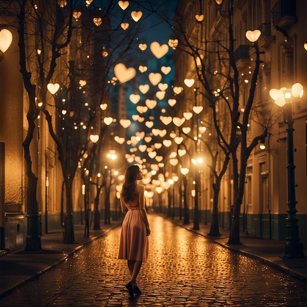 Enchanted City at Night: A Romantic Journey