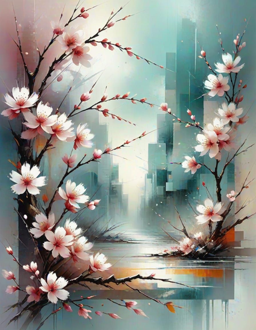 Cherry Blossom Explosion in Anime Style