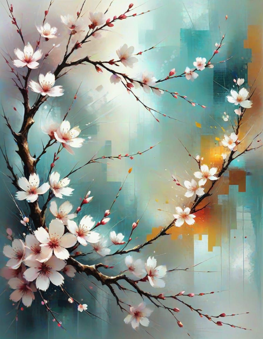 Vibrant Cherry Blossom Explosion in Anime Style