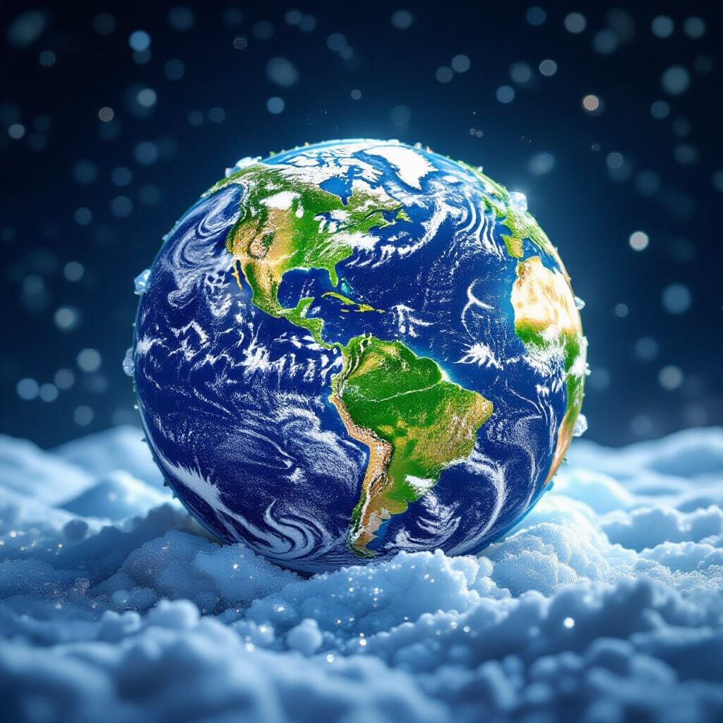 Crystal Earth with Emerald Continents in Fantasy Style