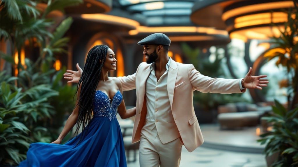 Futuristic Welcome: Art Deco Glamour Meets Blade Runner