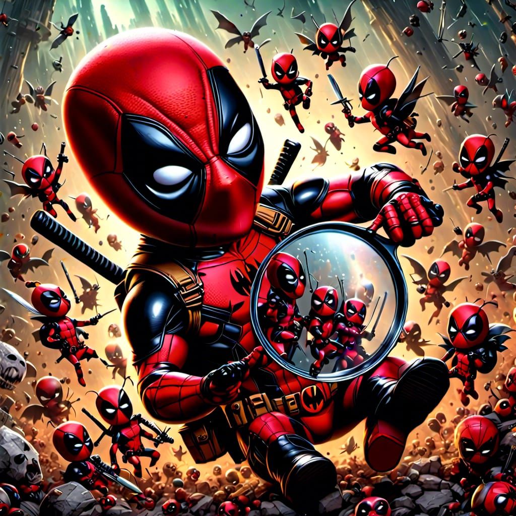 Chibi Deadpool Selfie in Infinite Mirrors