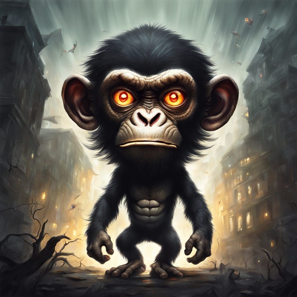Evil Chimpanzee with Glowing Eyes