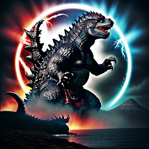 Godzilla in Kilt and Scottish Dress