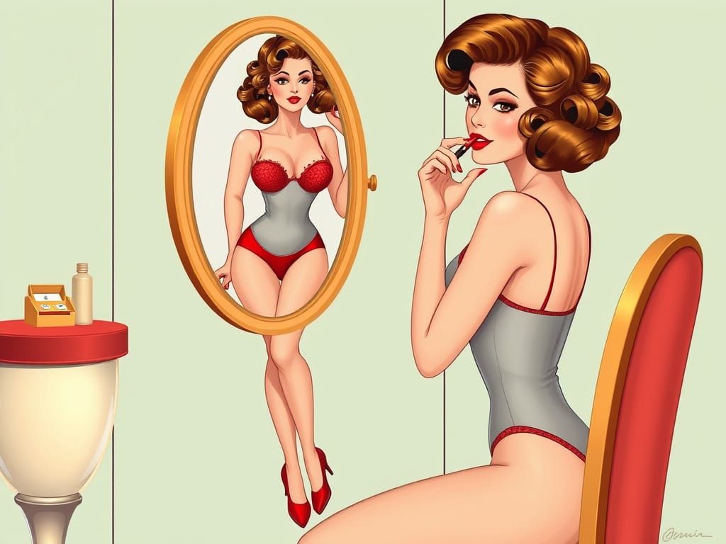 Vintage Glamour: A 1960s Pinup Girl in Classic Attire