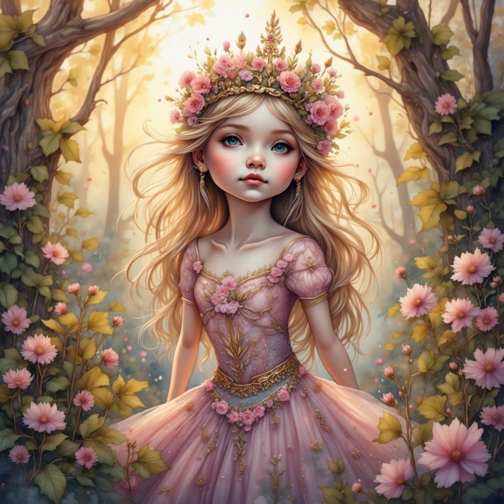 Princess Aurora in Watercolor Style