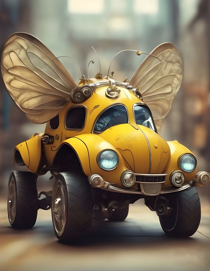 Adorable Chibi Bumblebee Car in Burton Style