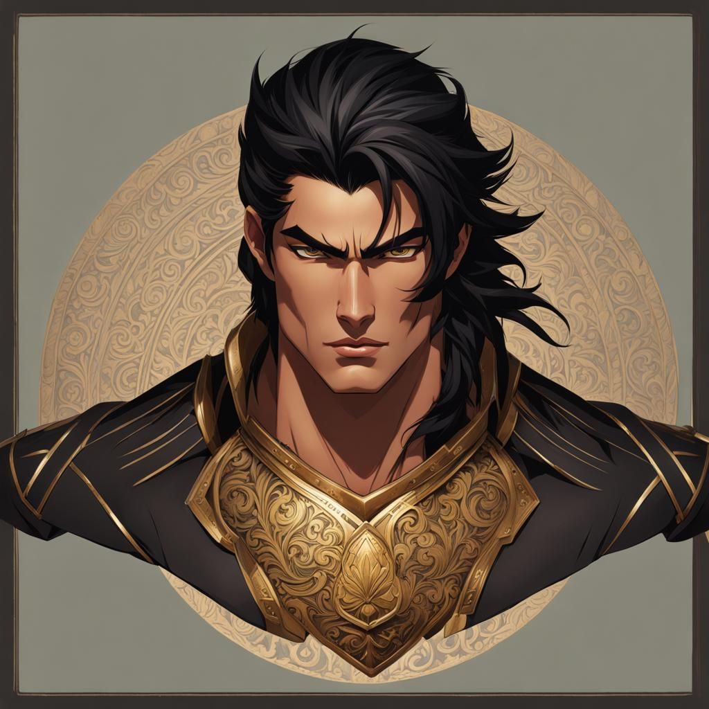 Striking Portrait of a Man with Onyx Eyes