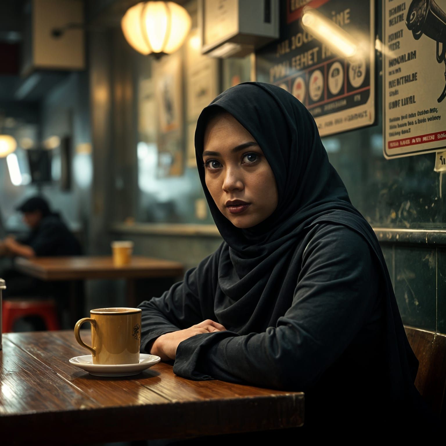 Somber Screamo Hijabi in Kuala Lumpur