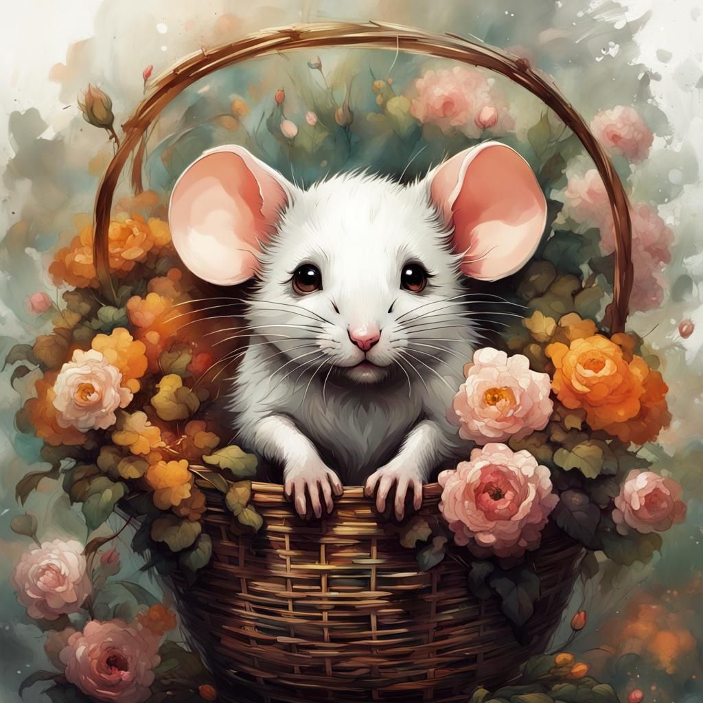 Charming Chibi Mouse Portrait in Hyperrealistic Digital Art