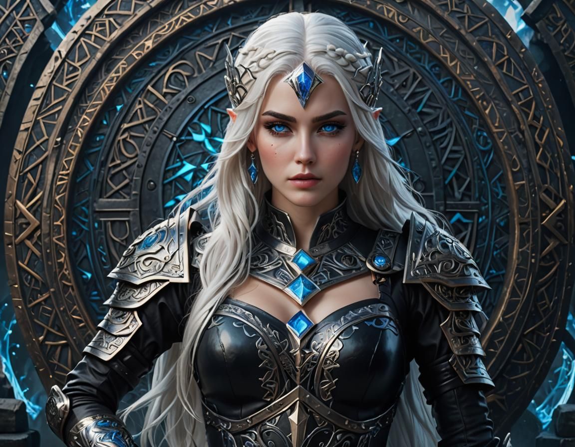 Runes and Beauty: A Detailed 3D Woman in Armor