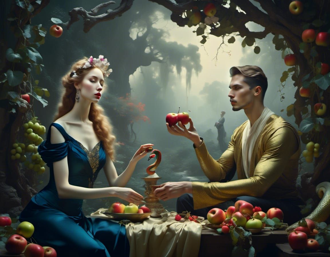 Adam and Eve in Eden: Pre-Raphaelite Photo Art